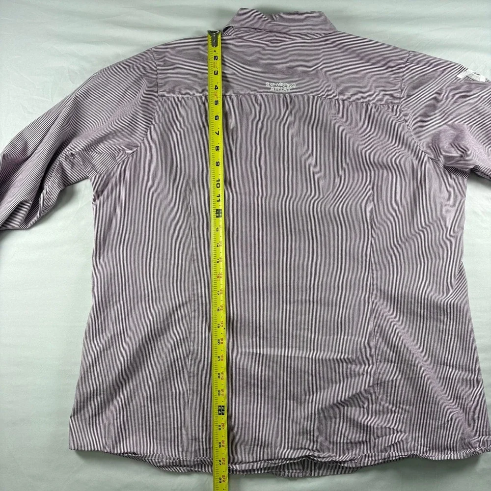 Ariat ReAL Button Down Shirt Womens 1X Purple Striped Logo Sleeve Western - Picture 10 of 12